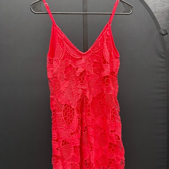 Express Red Floral Lace Dress - Picture 4 of 5